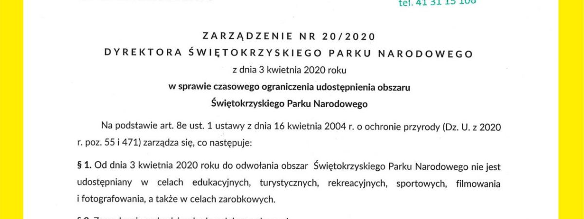 Świętokrzyski Park Narodowy zamknięty dla turystów