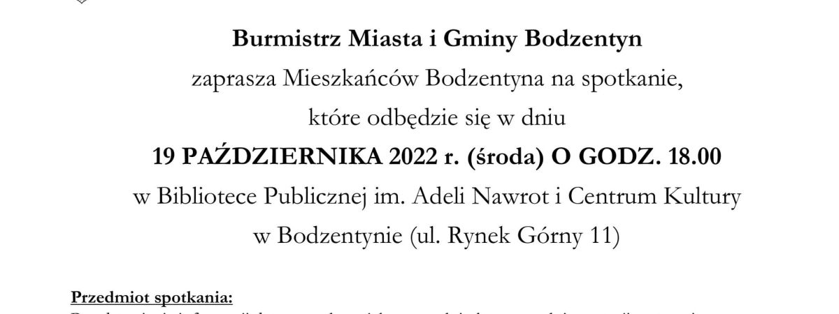 Spotkanie mieszkańców Bodzentyna z Burmistrzem