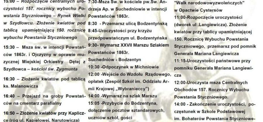 Centralne Obchody 157. Rocznicy Wybuchu Powstania Styczniowego