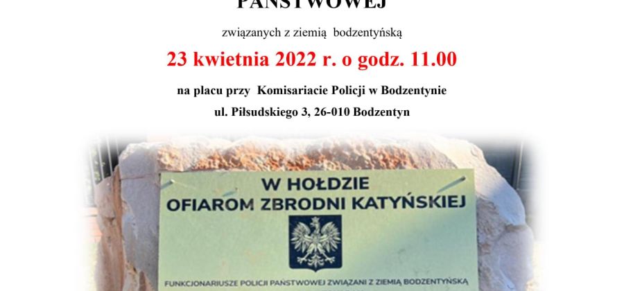 Zapraszamy na uroczystość odsłonięcia tablicy pamiątkowej przy Komisariacie Policji w Bodzentynie