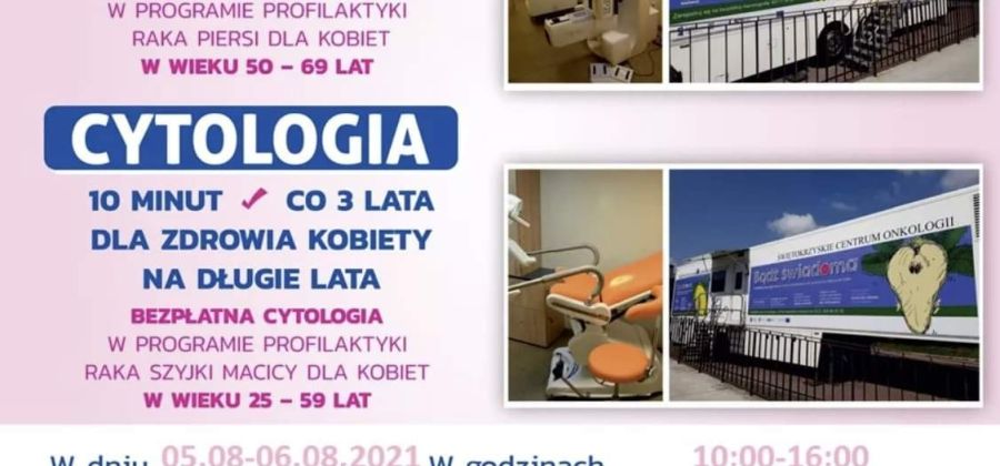 5 i 6 sierpnia 2021 na Rynku Górnym bezpłatne badania w cytomammobusie