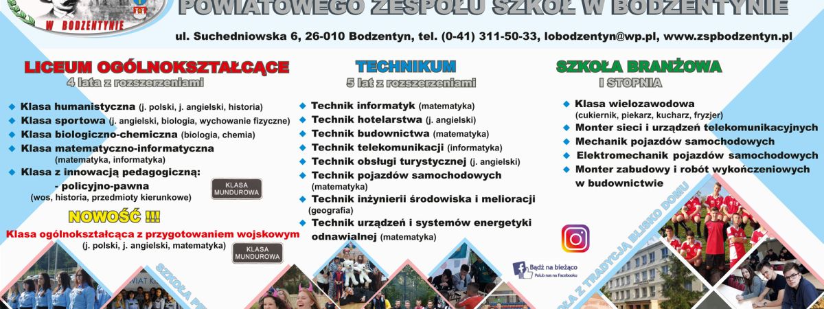 Oferta kształcenia PZS Bodzentyn na rok szkolny 2020/21