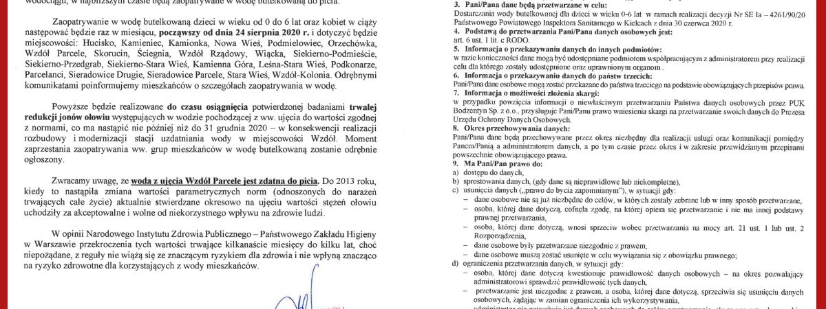Przekroczone normy ołowiu w wodzie z ujęcia Wzdół Parcele
